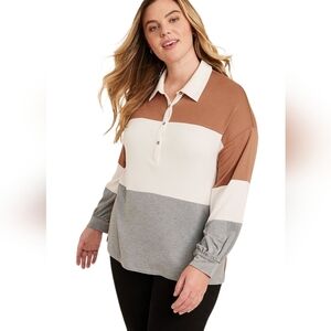 Maurices Rugby Colorblock Henley Tee Plus Size 1X